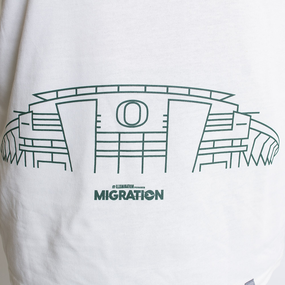 Autzen Stadium, Nike, White, Long Sleeve, Men, Unisex, Migration Pack, Flying Ducks, T-Shirt, 775873